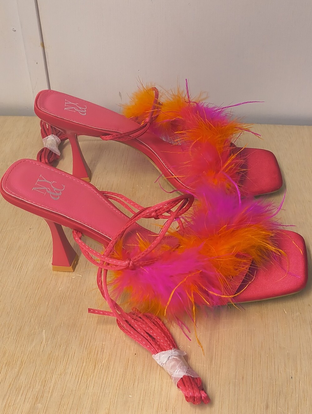 New York & Company Women's Georgia Lace-up Heel Sandals In Hot Pink & Orange 11 - Picture 8 of 11